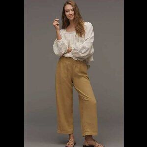 New XL Anthropologie x Pilcro The Reese linen blend pull-on barrel pants yellow
